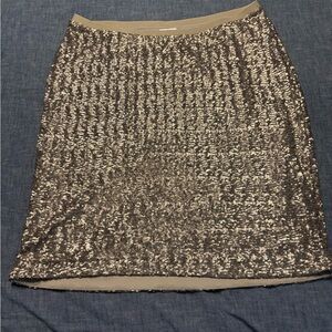 J. Jill Sparkling Sequin Pencil Skirt in Silver and Tan